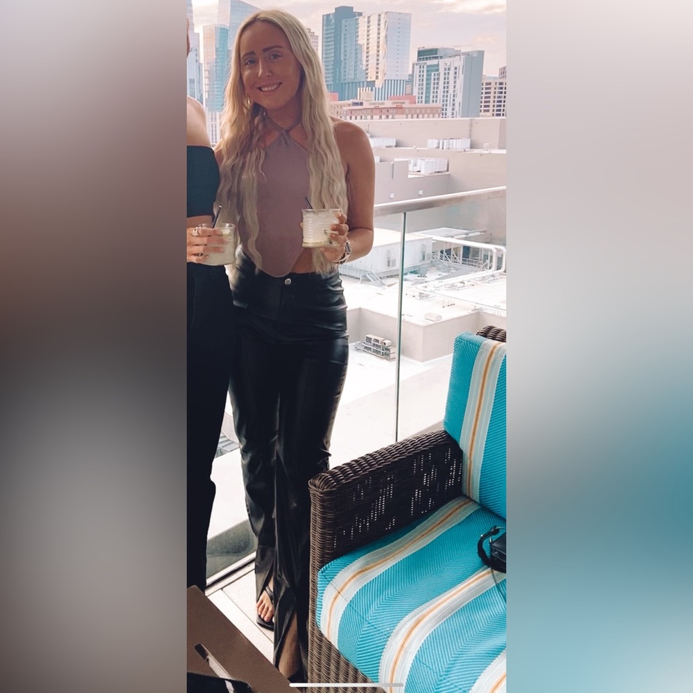 Misguided Split Hem Leather Trousers - image 2